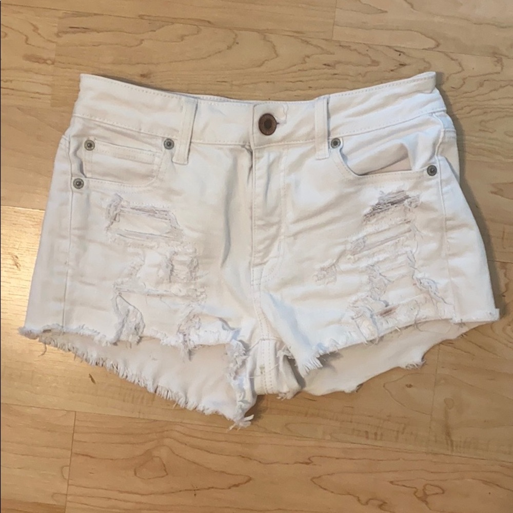 white denim shorts